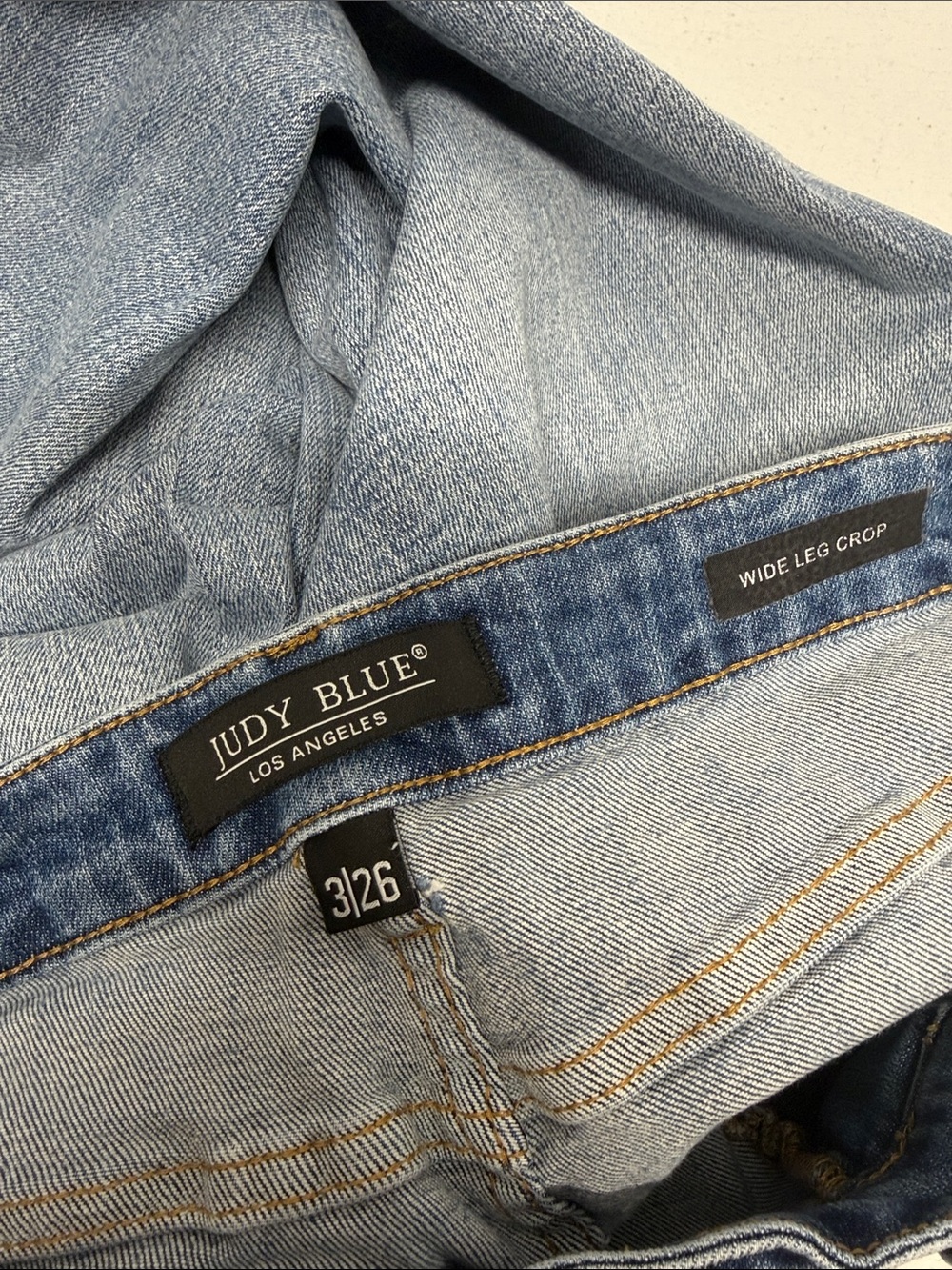 Judy Blue Jeans Wide Leg Cropped Cotton Denim Pant Raw Hem Mid Rise Blue Size 26 - Picture 8 of 11